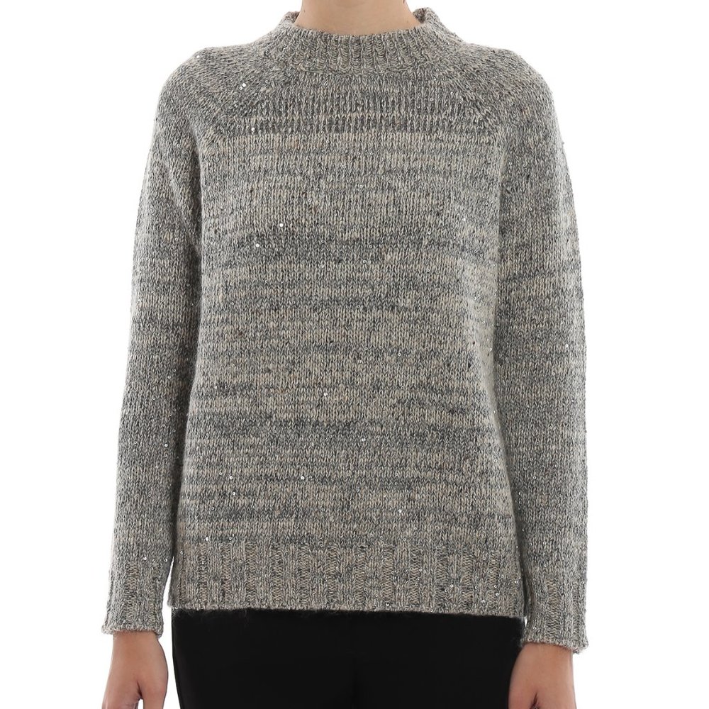 WEEKEND MAX MARA Vivetta Sequined Wool‎ blend Cocktail Raglan Sweater Pullover 8